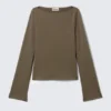 Annie Long-Sleeved Boat-Neck Top – Dark Mole Annie Long-Sleeved Boat-Neck Top – Dark Mole