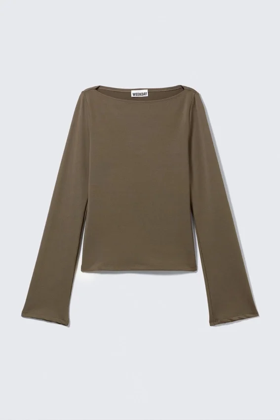 Annie Long-Sleeved Boat-Neck Top – Dark Mole Annie Long-Sleeved Boat-Neck Top – Dark Mole