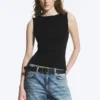 Annie Sleeveless Boat-Neck Top – Black Annie Sleeveless Boat-Neck Top – Black