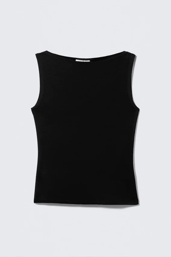 Annie Sleeveless Boat-Neck Top – Black Annie Sleeveless Boat-Neck Top – Black