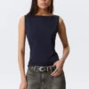 Annie Sleeveless Boat-Neck Top – Dark Blue Annie Sleeveless Boat-Neck Top – Dark Blue