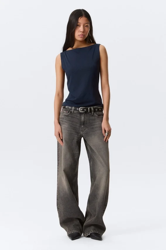Annie Sleeveless Boat-Neck Top – Dark Blue Annie Sleeveless Boat-Neck Top – Dark Blue