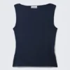 Annie Sleeveless Boat-Neck Top – Dark Blue Annie Sleeveless Boat-Neck Top – Dark Blue