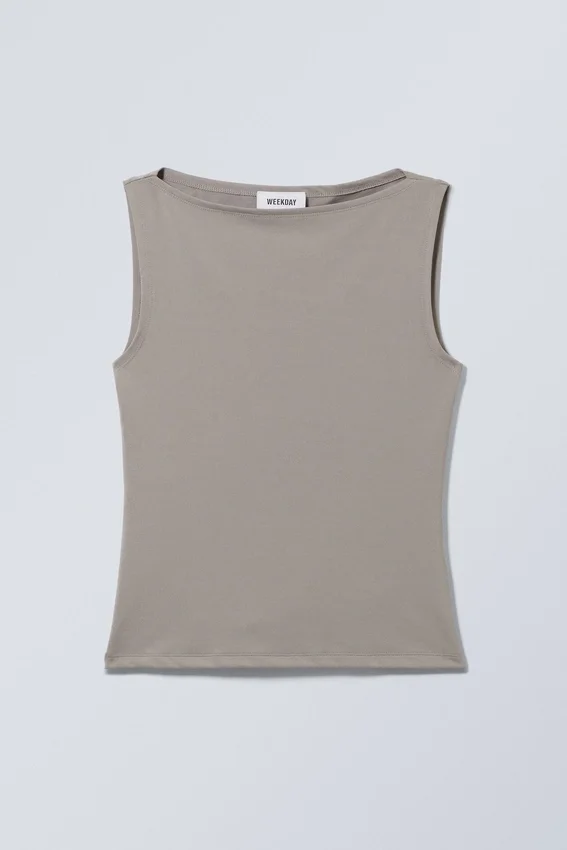 Annie Sleeveless Boat-Neck Top – Dusty Grey Annie Sleeveless Boat-Neck Top – Dusty Grey