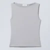 Annie Sleeveless Boat-Neck Top – Grey Annie Sleeveless Boat-Neck Top – Grey