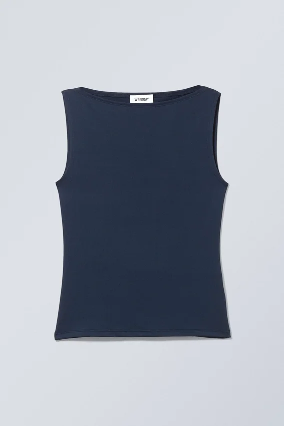 Annie Sleeveless Boat-Neck Top – Midnight Blue Annie Sleeveless Boat-Neck Top – Midnight Blue