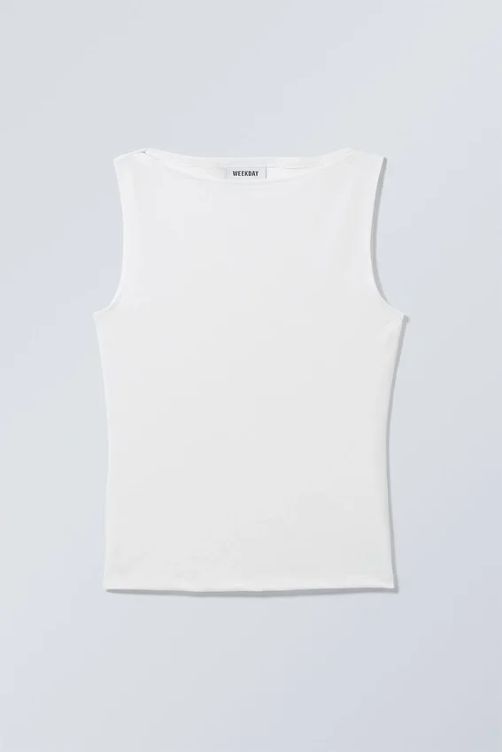 Annie Sleeveless Boat-Neck Top – White Annie Sleeveless Boat-Neck Top – White