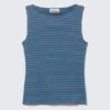 Annie Striped Sleeveless Boat-Neck Top – Blue & Dark Mole Stripes Annie Striped Sleeveless Boat-Neck Top – Blue & Dark Mole Stripes