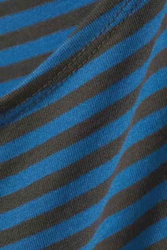 Annie Striped Sleeveless Boat-Neck Top – Blue & Dark Mole Stripes