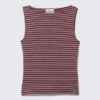 Annie Striped Sleeveless Boat-Neck Top – Dark Red & Grey Stripes Annie Striped Sleeveless Boat-Neck Top – Dark Red & Grey Stripes