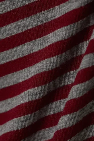 Annie Striped Sleeveless Boat-Neck Top – Dark Red & Grey Stripes