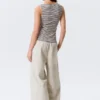 Annie Striped Sleeveless Boat-Neck Top – Grey & White Stripes Annie Striped Sleeveless Boat-Neck Top – Grey & White Stripes