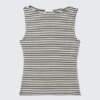 Annie Striped Sleeveless Boat-Neck Top – Grey & White Stripes Annie Striped Sleeveless Boat-Neck Top – Grey & White Stripes