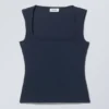 Antonia Square Neck Top – Dark Blue Antonia Square Neck Top – Dark Blue