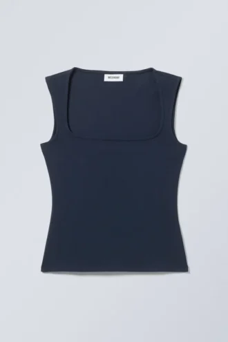 Antonia Square Neck Top – Dark Blue