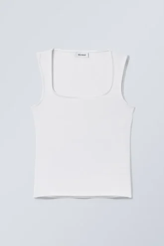 Antonia Square Neck Top – White