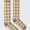 Argyle Knee-High Socks – Dusty Ecru & Mole Argyle Argyle Knee-High Socks – Dusty Ecru & Mole Argyle