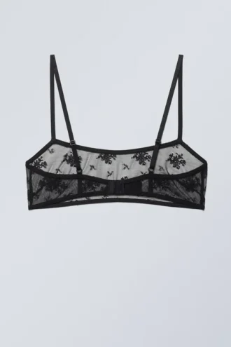 Ash Lace Semi Scooped Bra – Black Lace