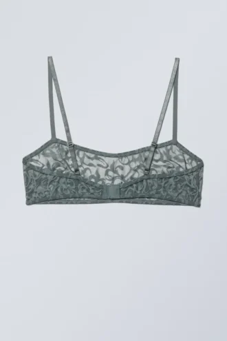 Ash Lace Semi Scooped Bra – Grey Lace