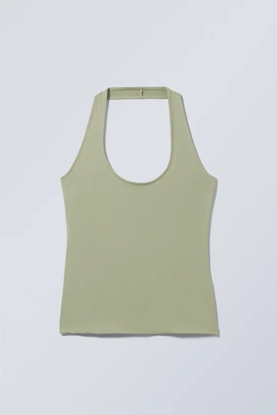 Astrid Halterneck Top – Light Khaki Green Astrid Halterneck Top – Light Khaki Green