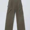 Astro Loose Asymmetric Cargo Trousers – Khaki Green Astro Loose Asymmetric Cargo Trousers – Khaki Green
