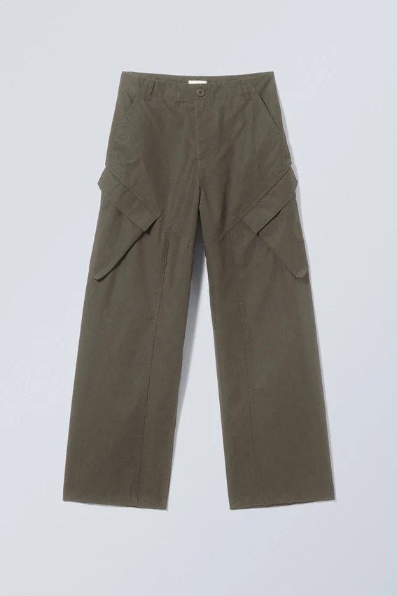 Astro Loose Asymmetric Cargo Trousers – Khaki Green Astro Loose Asymmetric Cargo Trousers – Khaki Green