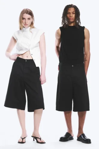 Astro Loose Baggy Linen-Blend Shorts – Black Astro Loose Baggy Linen-Blend Shorts – Black