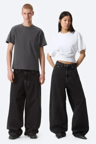 Astro Mid Rise Baggy Faux Leather Pocket Jeans – Black Rinse – Black Astro Mid Rise Baggy Faux Leather Pocket Jeans – Black Rinse – Black