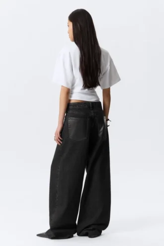 Astro Mid Rise Baggy Faux Leather Pocket Jeans – Black Rinse – Black Astro Mid Rise Baggy Faux Leather Pocket Jeans – Black Rinse – Black