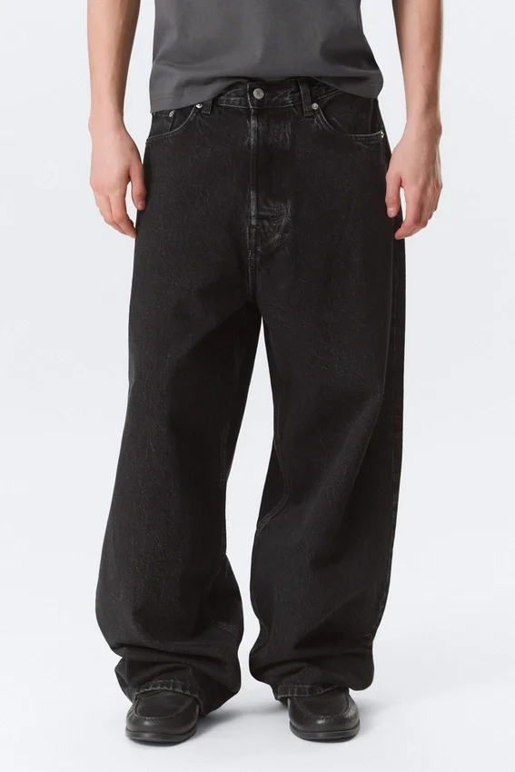 Astro Mid Rise Baggy Faux Leather Pocket Jeans – Black Rinse – Black Astro Mid Rise Baggy Faux Leather Pocket Jeans – Black Rinse – Black