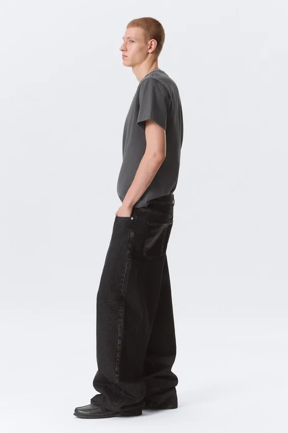 Astro Mid Rise Baggy Faux Leather Pocket Jeans – Black Rinse – Black Astro Mid Rise Baggy Faux Leather Pocket Jeans – Black Rinse – Black