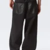 Astro Mid Rise Baggy Faux Leather Pocket Jeans – Black Rinse – Black Astro Mid Rise Baggy Faux Leather Pocket Jeans – Black Rinse – Black