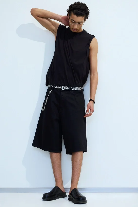 Astro Mid Rise Loose Baggy Denim Shorts – Black Rinse – Black Astro Mid Rise Loose Baggy Denim Shorts – Black Rinse – Black