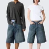 Astro Mid Rise Loose Baggy Denim Shorts – Blue Hymn – Medium Blue Astro Mid Rise Loose Baggy Denim Shorts – Blue Hymn – Medium Blue