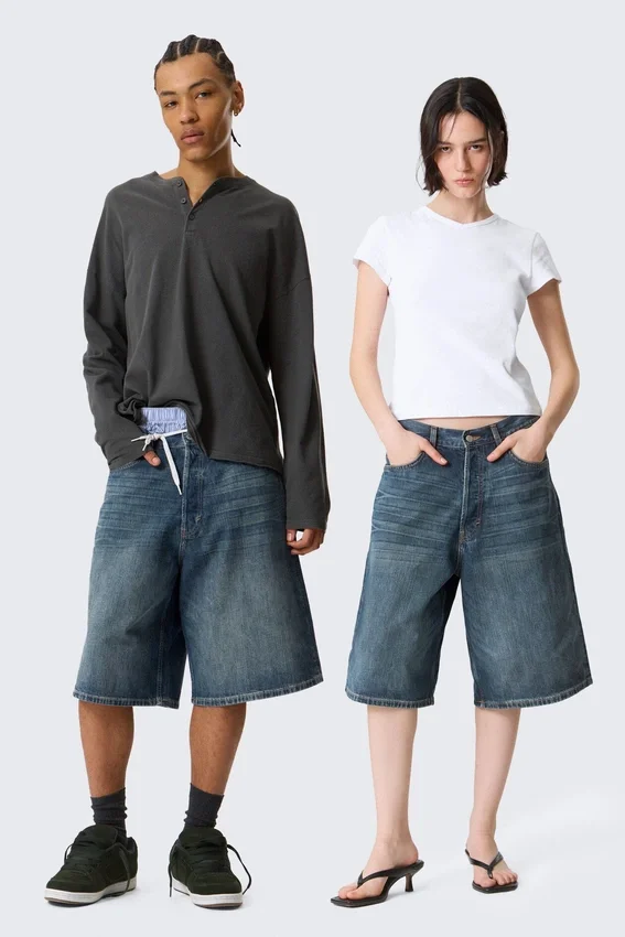 Astro Mid Rise Loose Baggy Denim Shorts – Blue Hymn – Medium Blue Astro Mid Rise Loose Baggy Denim Shorts – Blue Hymn – Medium Blue