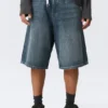 Astro Mid Rise Loose Baggy Denim Shorts – Blue Hymn – Medium Blue Astro Mid Rise Loose Baggy Denim Shorts – Blue Hymn – Medium Blue