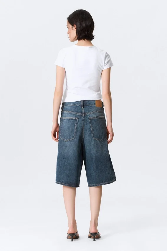 Astro Mid Rise Loose Baggy Denim Shorts – Blue Hymn – Medium Blue Astro Mid Rise Loose Baggy Denim Shorts – Blue Hymn – Medium Blue