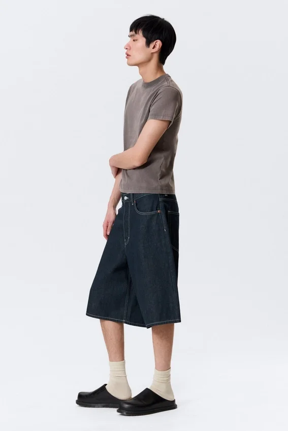Astro Mid Rise Loose Baggy Denim Shorts – Blue Rinse – Dark Blue Astro Mid Rise Loose Baggy Denim Shorts – Blue Rinse – Dark Blue