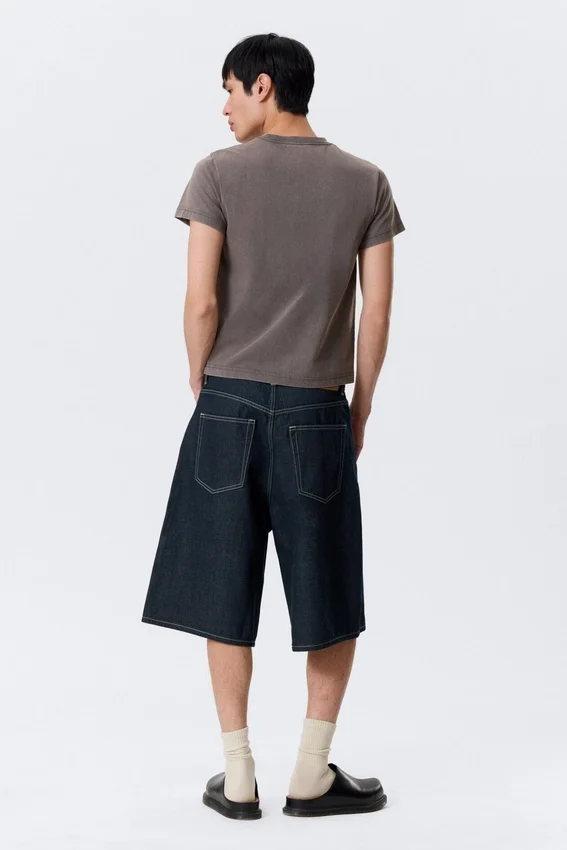 Astro Mid Rise Loose Baggy Denim Shorts – Blue Rinse – Dark Blue Astro Mid Rise Loose Baggy Denim Shorts – Blue Rinse – Dark Blue