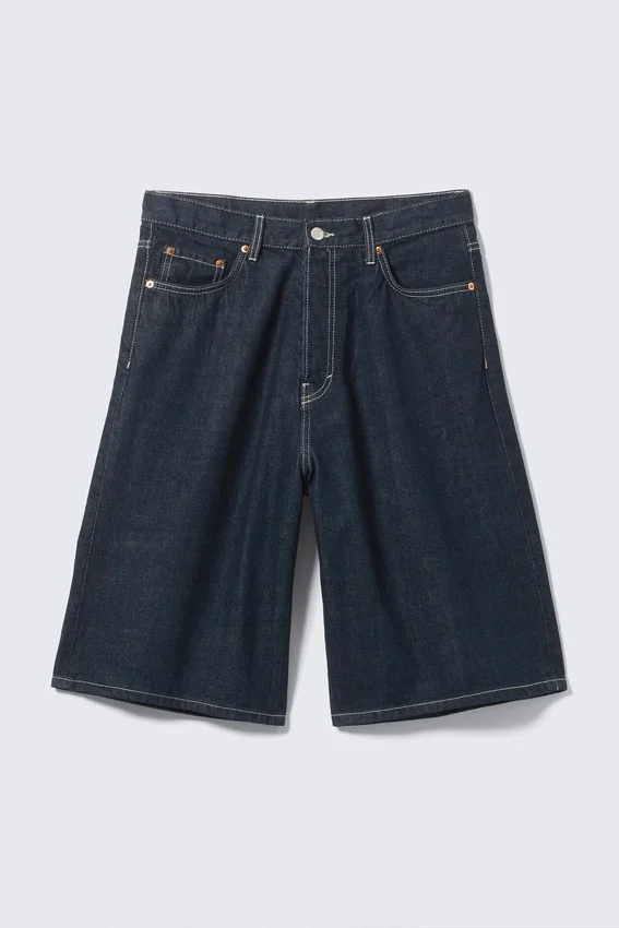 Astro Mid Rise Loose Baggy Denim Shorts – Blue Rinse – Dark Blue Astro Mid Rise Loose Baggy Denim Shorts – Blue Rinse – Dark Blue