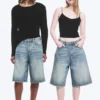 Astro Mid Rise Loose Baggy Denim Shorts – Blue Stream – Medium Blue Astro Mid Rise Loose Baggy Denim Shorts – Blue Stream – Medium Blue