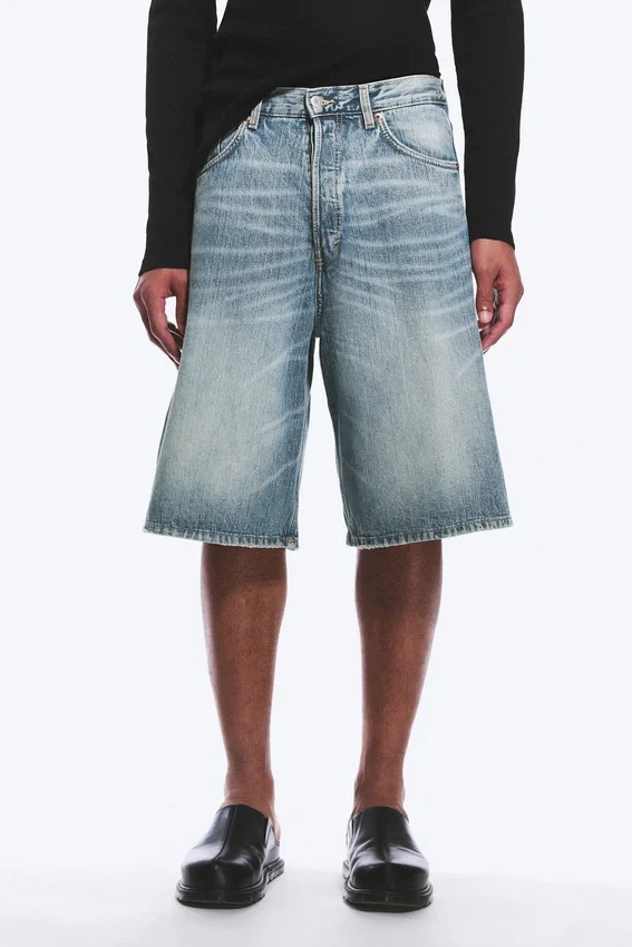 Astro Mid Rise Loose Baggy Denim Shorts – Blue Stream – Medium Blue Astro Mid Rise Loose Baggy Denim Shorts – Blue Stream – Medium Blue
