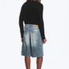 Astro Mid Rise Loose Baggy Denim Shorts – Blue Stream – Medium Blue Astro Mid Rise Loose Baggy Denim Shorts – Blue Stream – Medium Blue