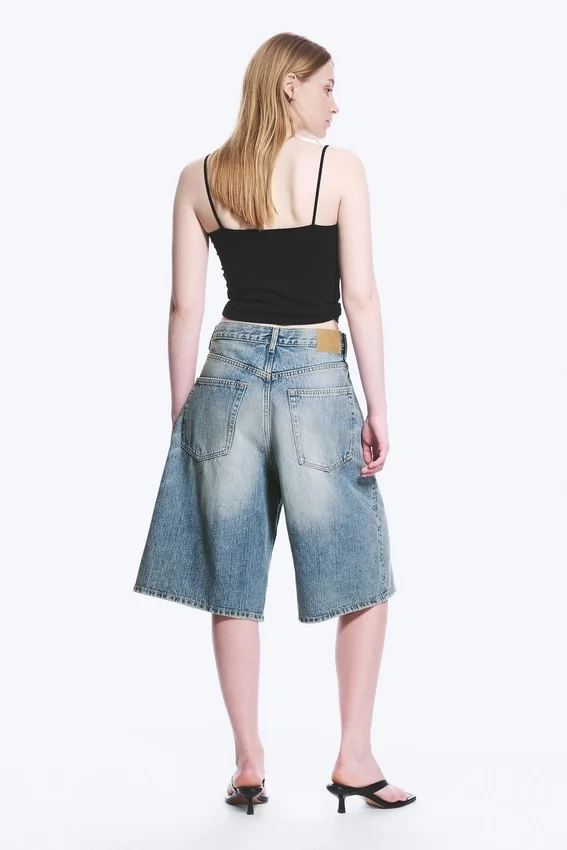 Astro Mid Rise Loose Baggy Denim Shorts – Blue Stream – Medium Blue Astro Mid Rise Loose Baggy Denim Shorts – Blue Stream – Medium Blue