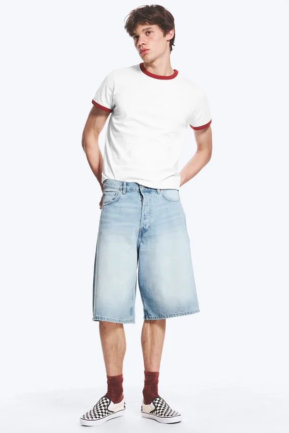 Astro Mid Rise Loose Baggy Denim Shorts – Kimberley Blue – Light Blue Astro Mid Rise Loose Baggy Denim Shorts – Kimberley Blue – Light Blue