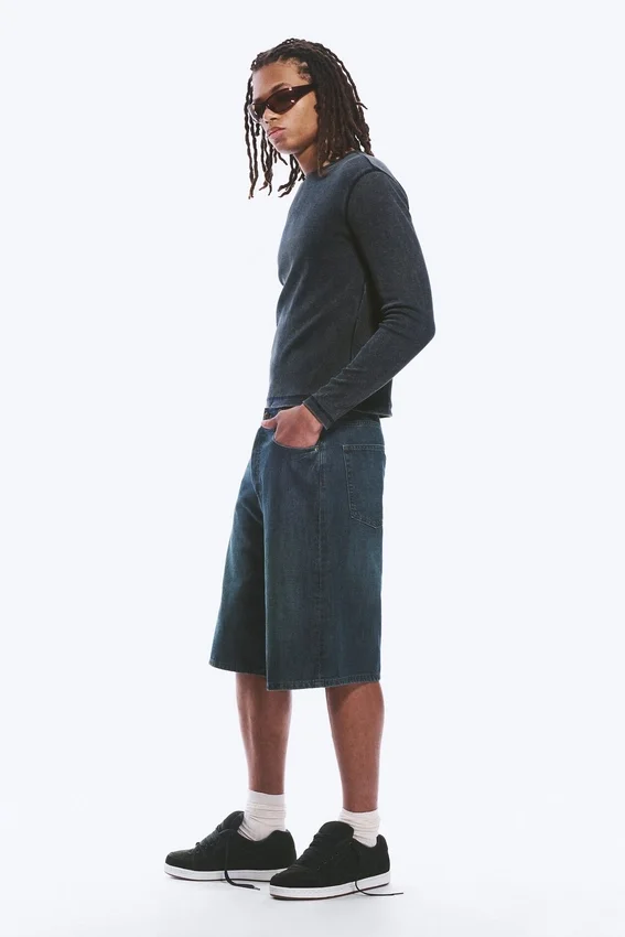 Astro Mid Rise Loose Baggy Denim Shorts – Lake Blue – Medium Blue Astro Mid Rise Loose Baggy Denim Shorts – Lake Blue – Medium Blue