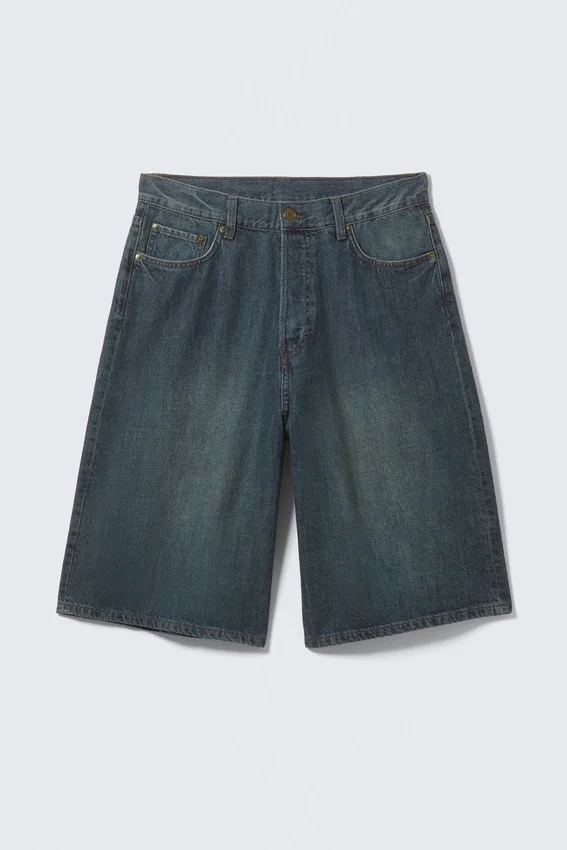 Astro Mid Rise Loose Baggy Denim Shorts – Lake Blue – Medium Blue Astro Mid Rise Loose Baggy Denim Shorts – Lake Blue – Medium Blue