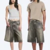 Astro Mid Rise Loose Baggy Denim Shorts – Redondo Black – Black Astro Mid Rise Loose Baggy Denim Shorts – Redondo Black – Black