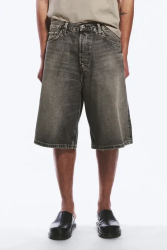 Astro Mid Rise Loose Baggy Denim Shorts – Redondo Black – Black