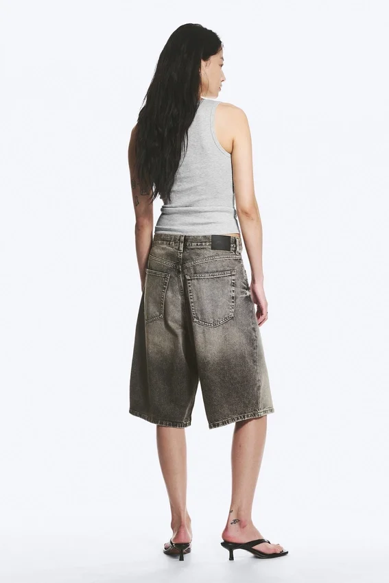 Astro Mid Rise Loose Baggy Denim Shorts – Redondo Black – Black Astro Mid Rise Loose Baggy Denim Shorts – Redondo Black – Black